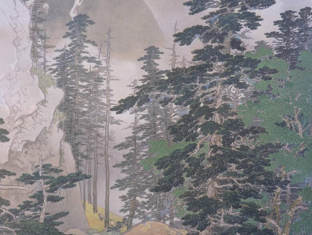 【真作】【複製】掛軸　川合玉堂　工芸画　駒ケ岳　山の静寂　箱入　S109