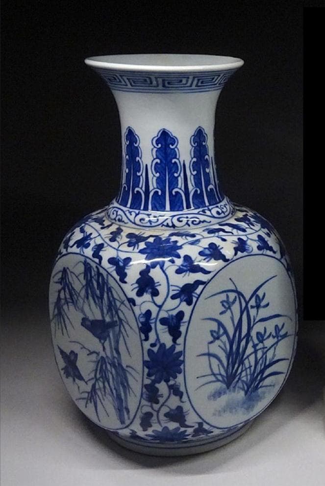 中国古玩 青花 染付 花瓶 大明宣徳年製 時代物 唐物 t99147-1