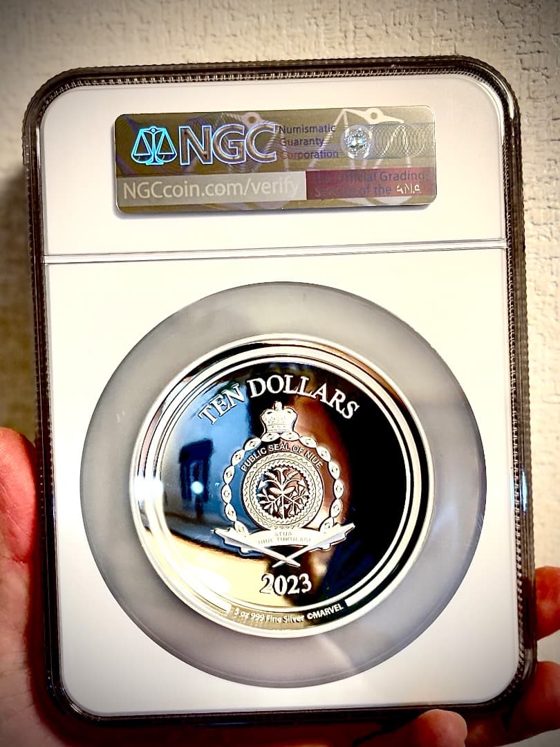 ★155g純銀★【最高鑑定】2023 キャプテンアメリカ 盾 3D銀貨