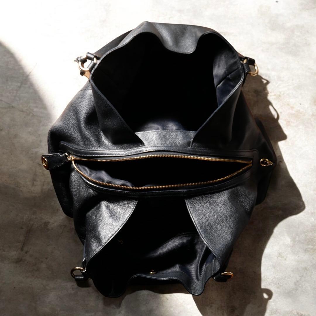 新品級 OLD COACH レザーハンドバッグ ブラック 馬車刻印