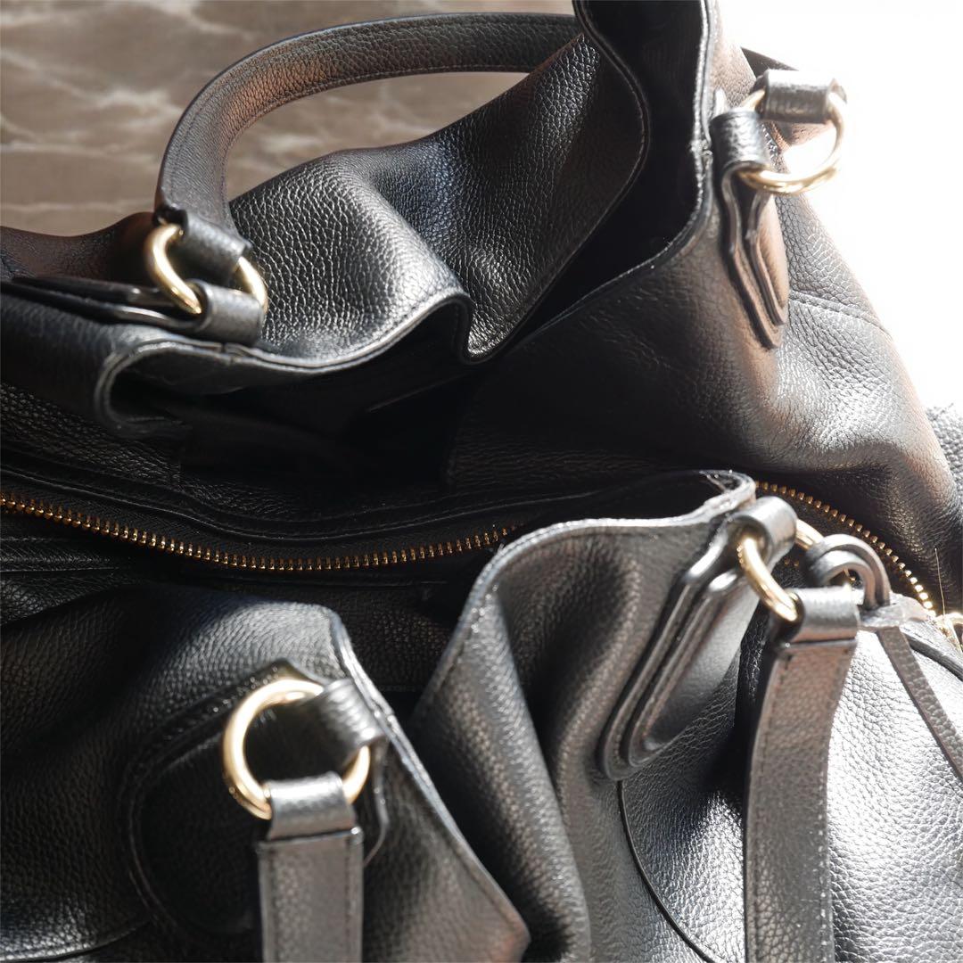 新品級 OLD COACH レザーハンドバッグ ブラック 馬車刻印