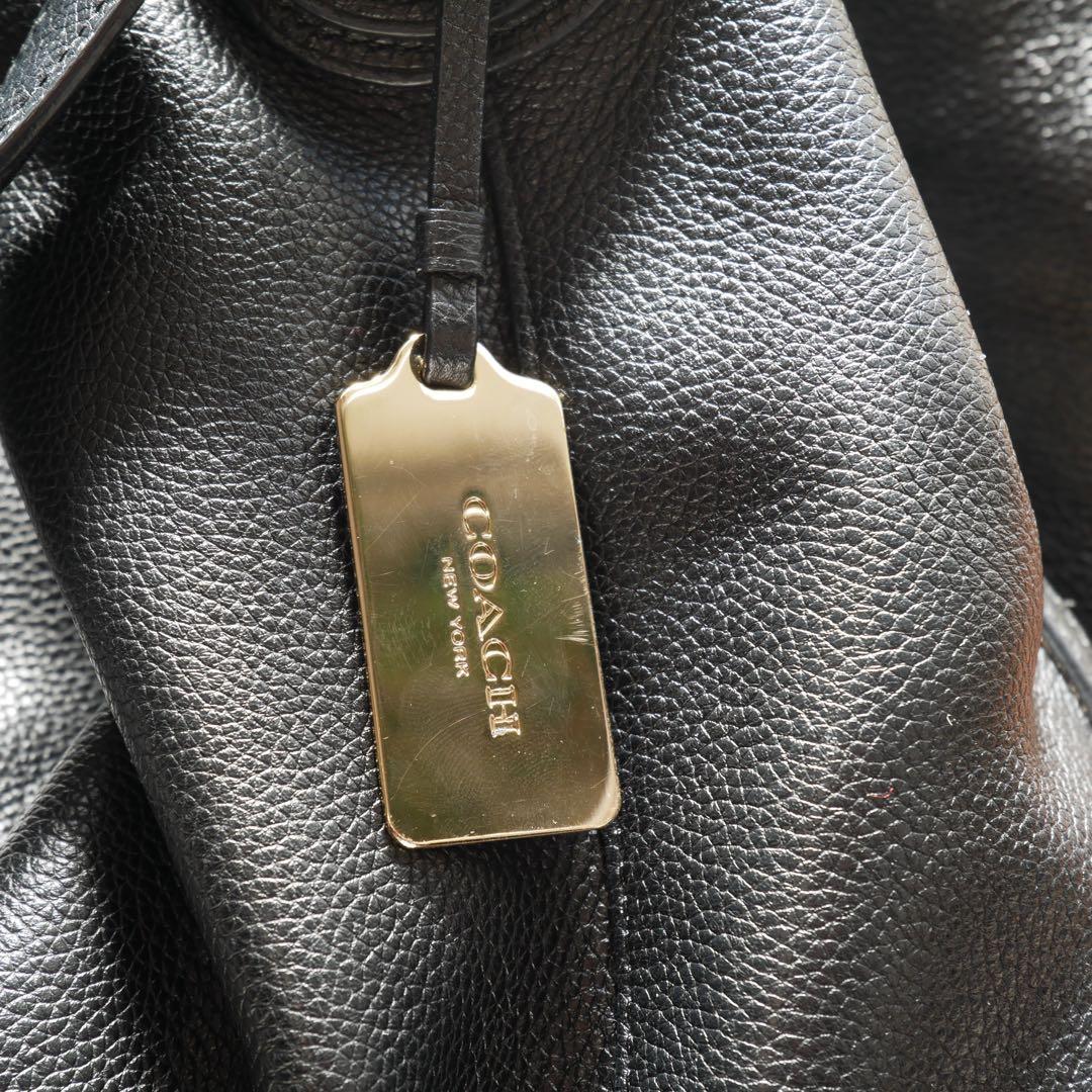 新品級 OLD COACH レザーハンドバッグ ブラック 馬車刻印