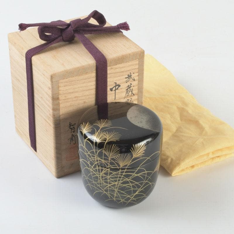 茶道具　智斎造　武蔵野蒔絵　中棗　共箱　V　9522