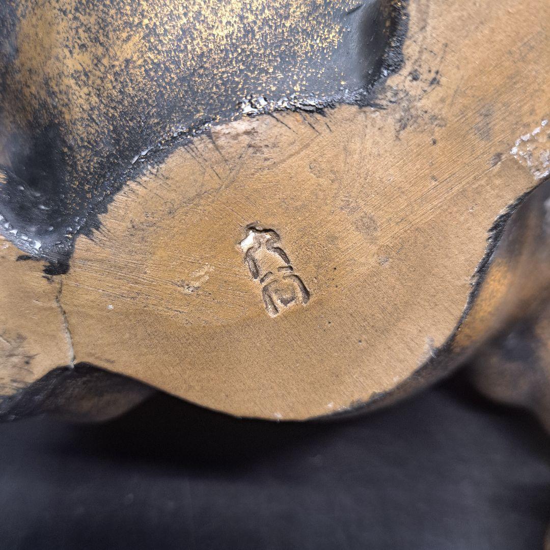 九谷焼　唐獅子　金彩　置物　九谷清仙 造　骨董　共箱付き　昭和レトロ