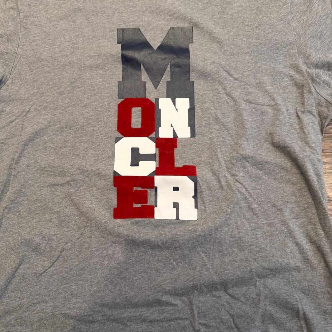 MONCLER グレー Tシャツ ロゴプリント　xxl