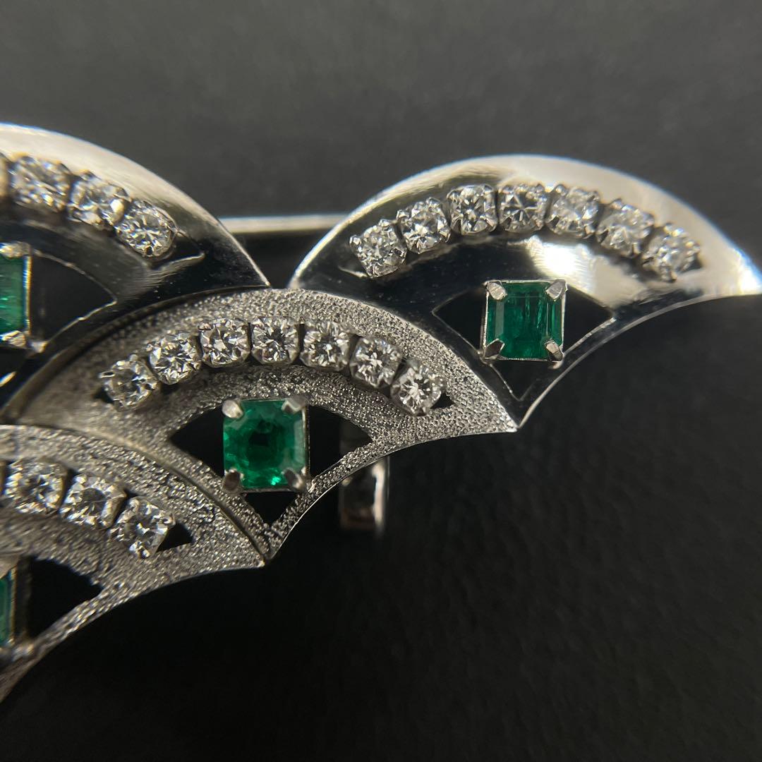 Pm900 エメラルドとダイヤモンドのブローチ2WAY