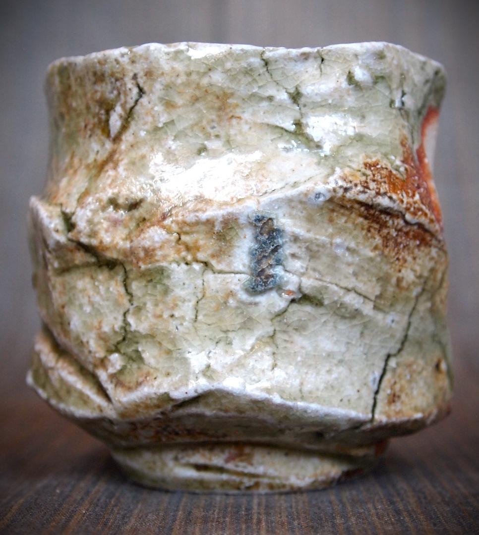 1080★新学【師＆父：新歓嗣】伊賀鎬湯のみC★ビードロ★共箱・共布