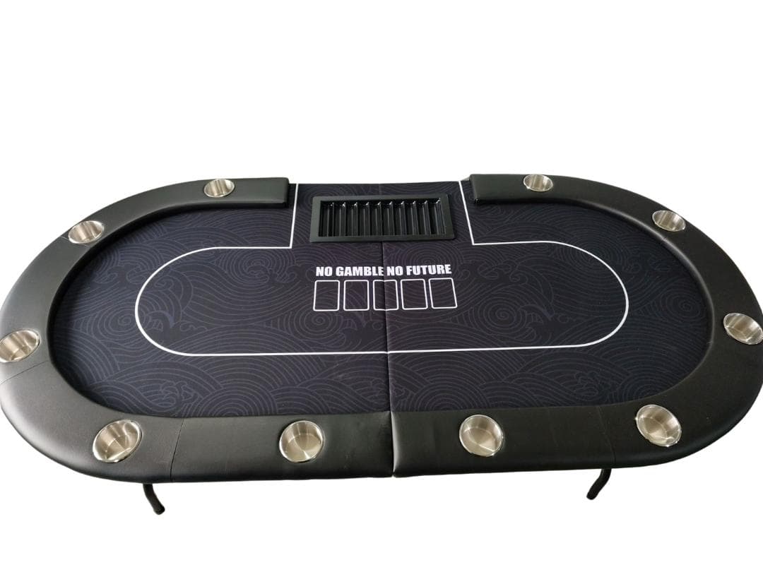 【新品】ポーカーテーブル レザー風 飲み物ホルダー付き　折り畳み可能