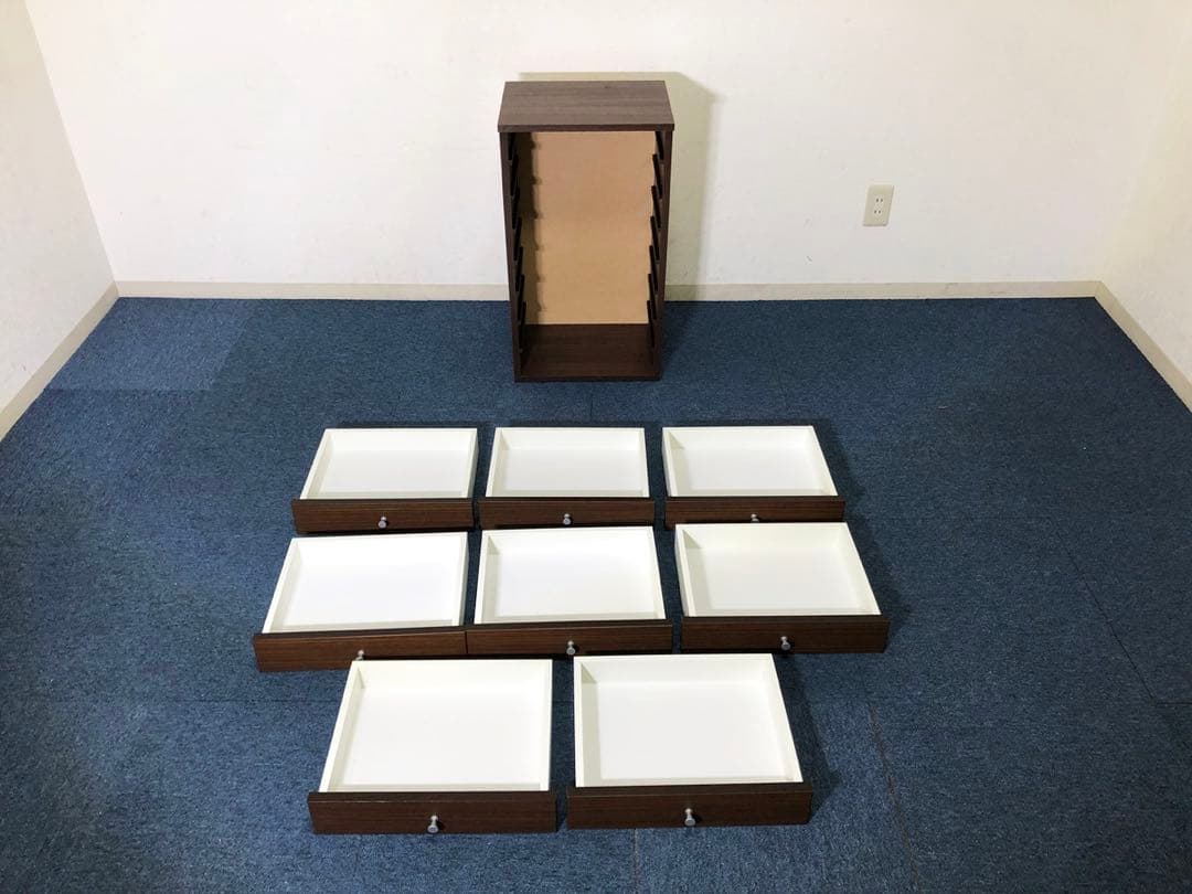 モダン風スリムチェスト 引出し8段 木目調ブラウン美品 収納家具 多目的チェスト