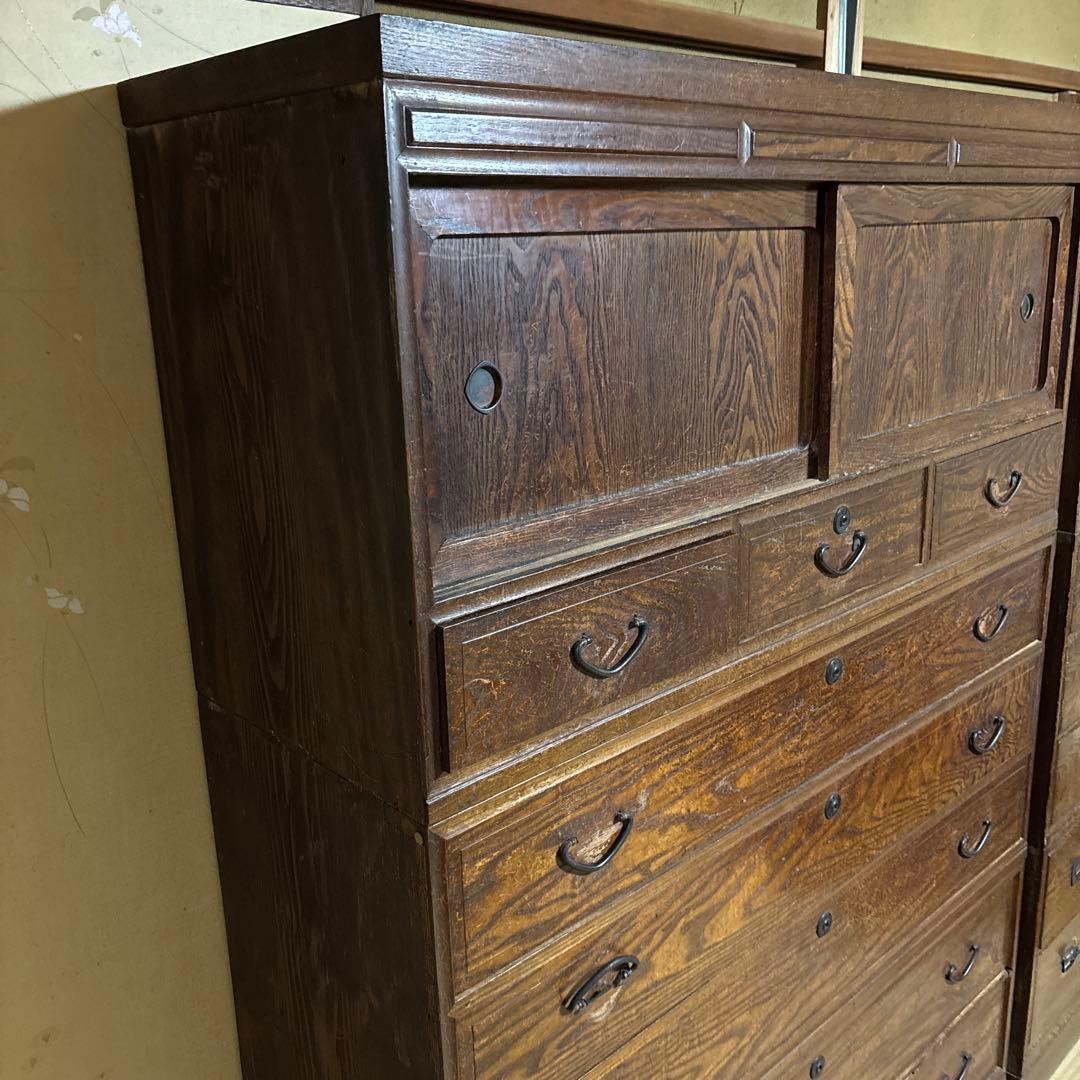 木製ダークブラウンタンス 8引き出し