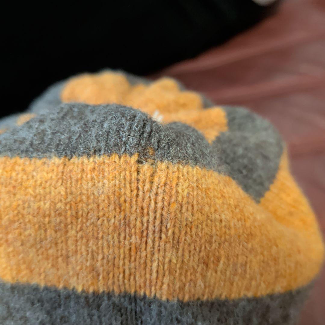 ウール製耳あて付きニット帽・オレンジとグレー　vivienne westwood