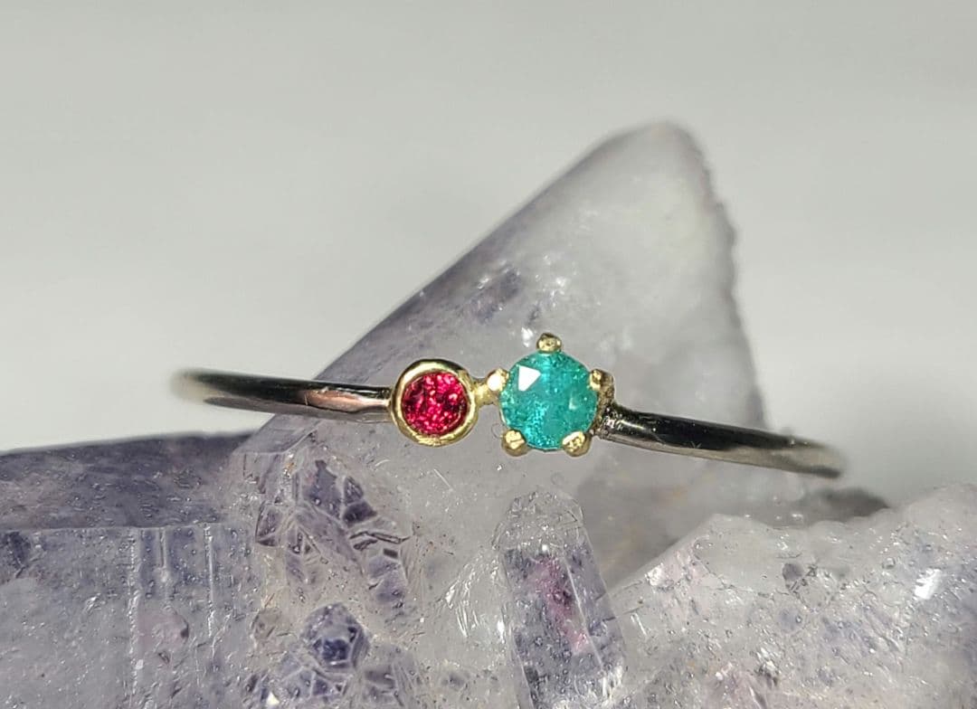 ★バターリャパライバトルマリン&アヤナスピネル18金&Ptリング★