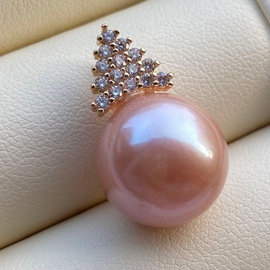 お客淡水エジソンパールネックレス　13.2mmブラウンピンクPT564