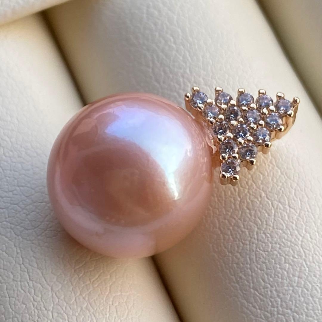 お客淡水エジソンパールネックレス　13.2mmブラウンピンクPT564