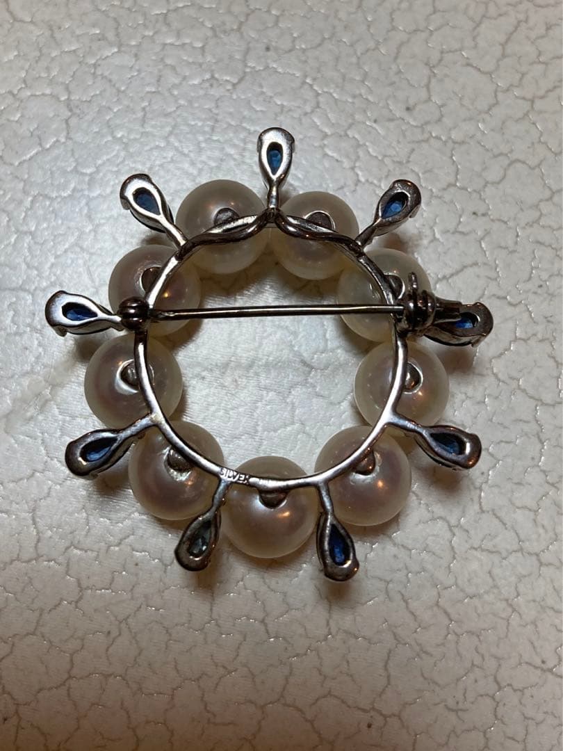 アンティークパール&サファイアサークル、ブローチ兼ペンダントトップ