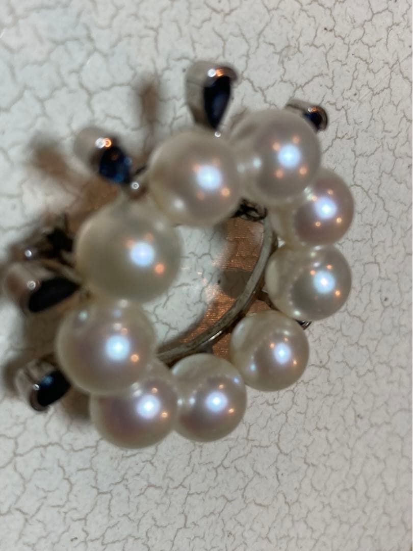 アンティークパール&サファイアサークル、ブローチ兼ペンダントトップ