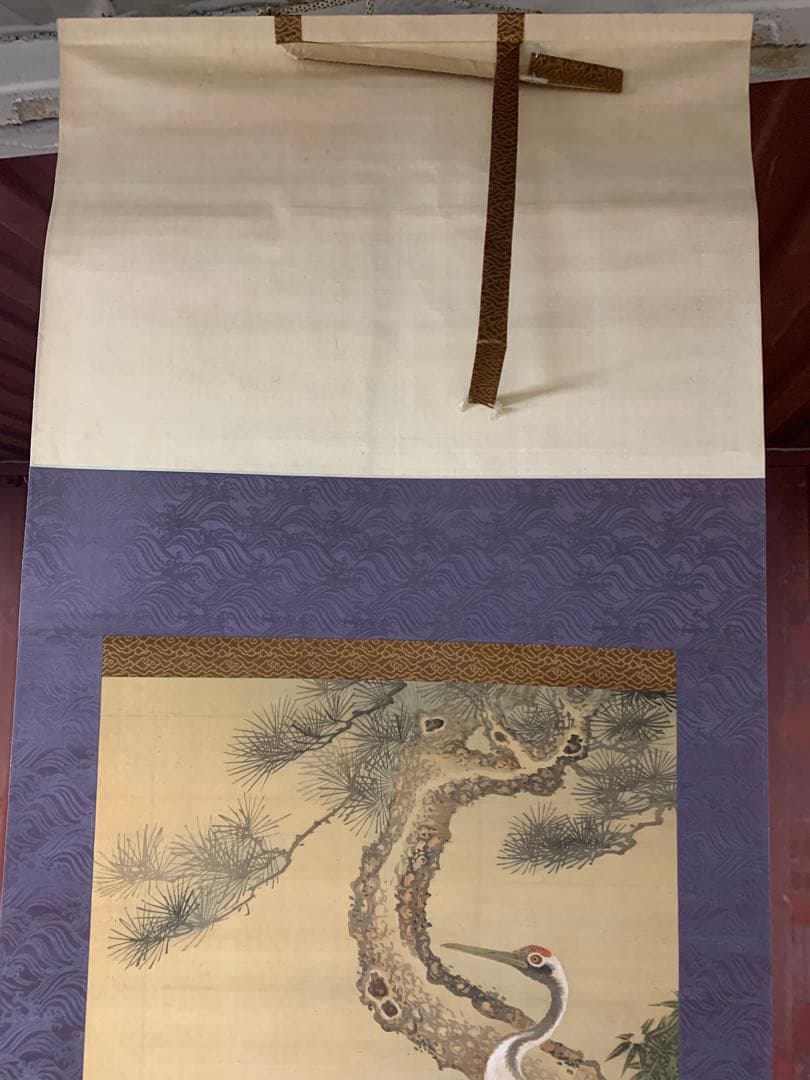 『X1953』谷文晁 松双鶴図 文人画大家 清人張秋谷師事 掛軸