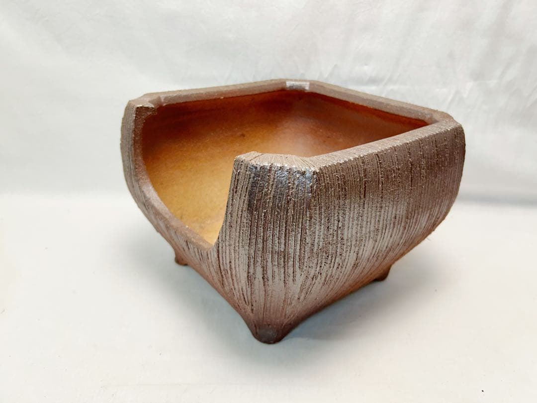 ほぼ未使用 茶道具 高橋乐斎作 四方風炉 信楽焼 火箸底取 底瓦前瓦等6点セット