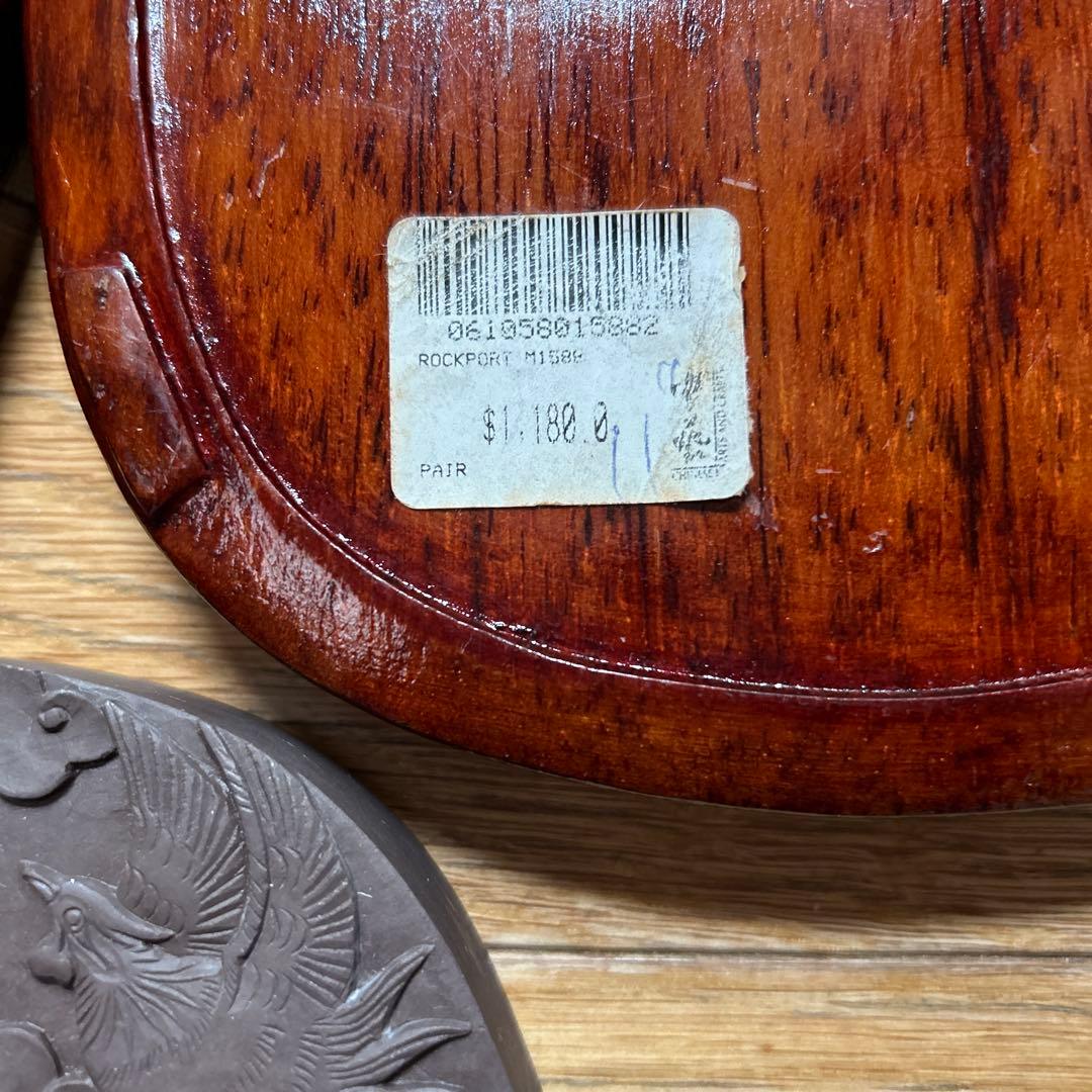 中国骨董大きめ端州石 【中国端渓麻子坑細工彫刻双鳳菊花図貴重紫端古硯】新品未使用