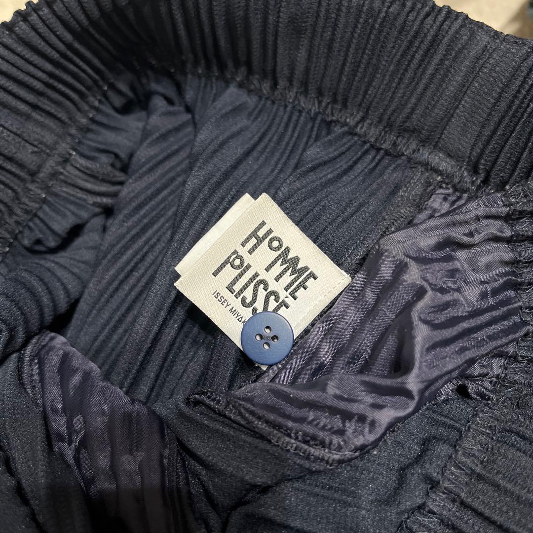イッセイミヤケ濃紺 プリーツ サルエルパンツ