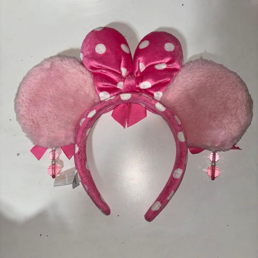 ディズニー　レア　ミニー　イヤリング　カチューシャ　ピンク　リボン　水玉　ドット