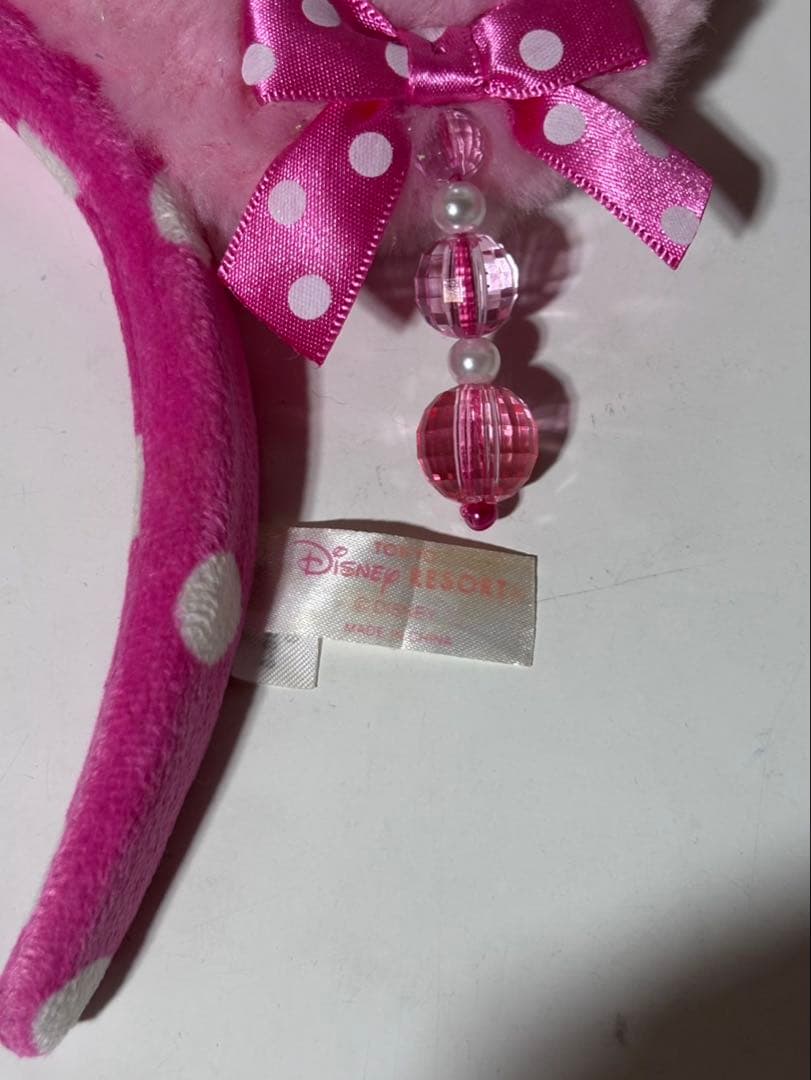 ディズニー　レア　ミニー　イヤリング　カチューシャ　ピンク　リボン　水玉　ドット