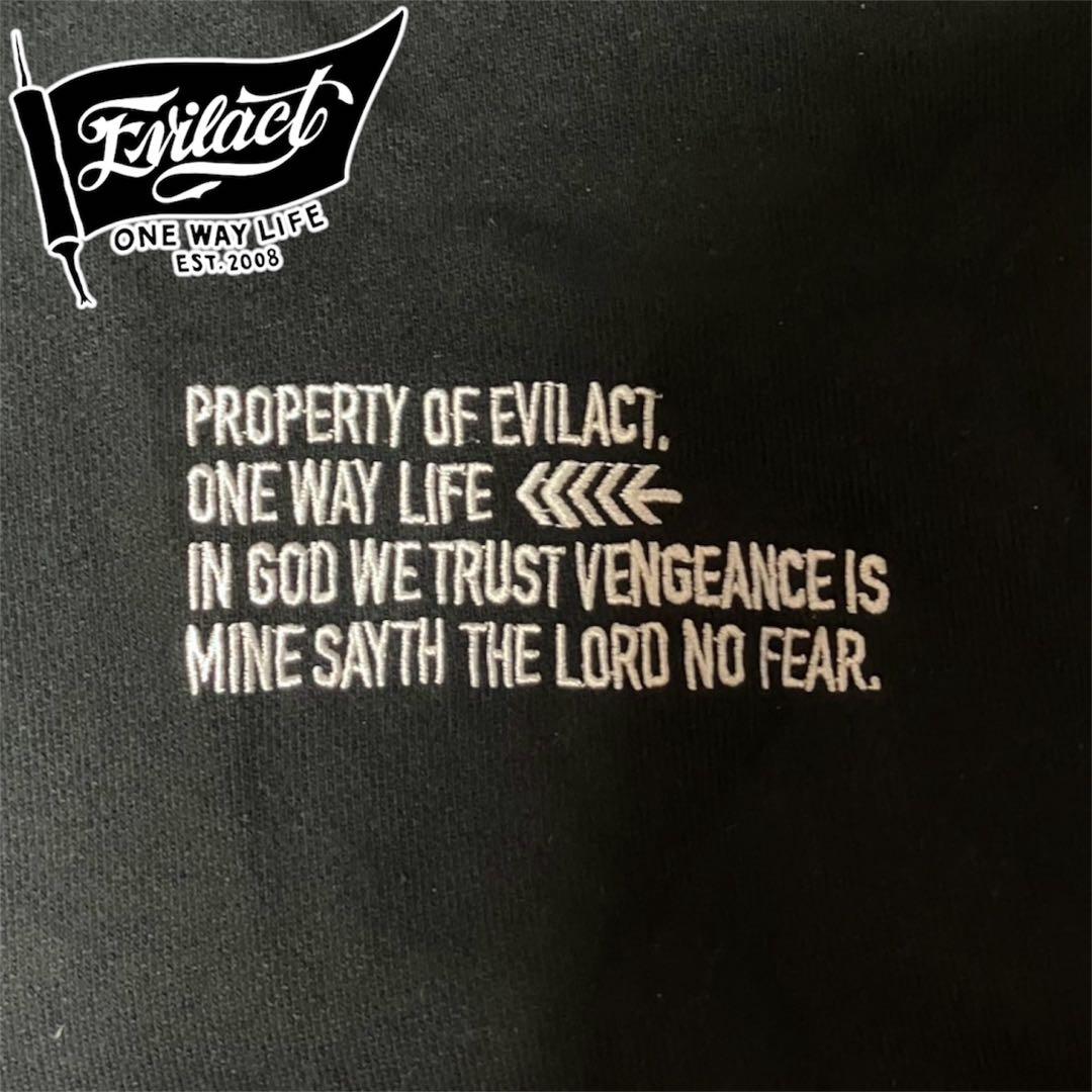 EVILACT ヘビーオンス 刺繍&プリントパーカー 黒 Lサイズ