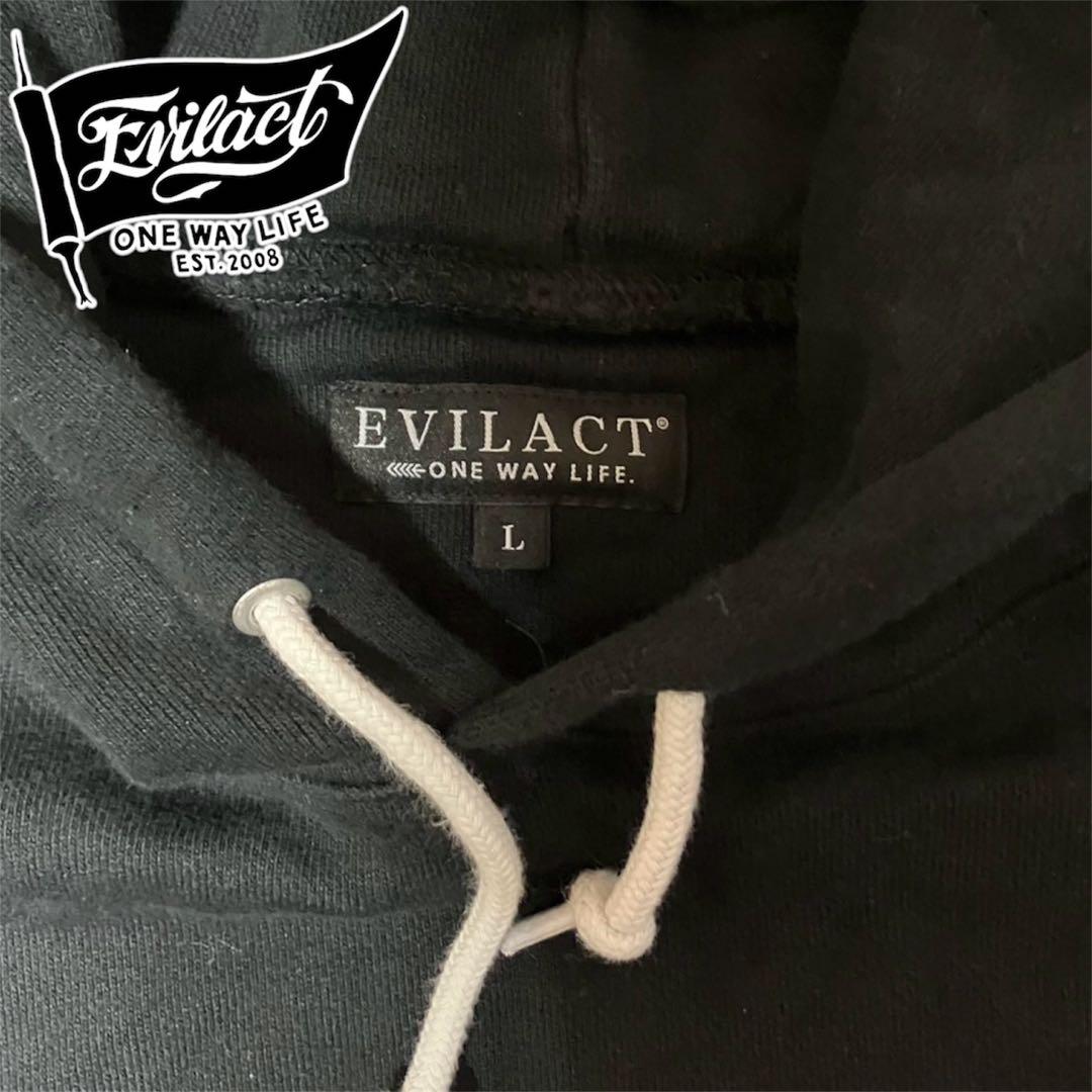 EVILACT ヘビーオンス 刺繍&プリントパーカー 黒 Lサイズ