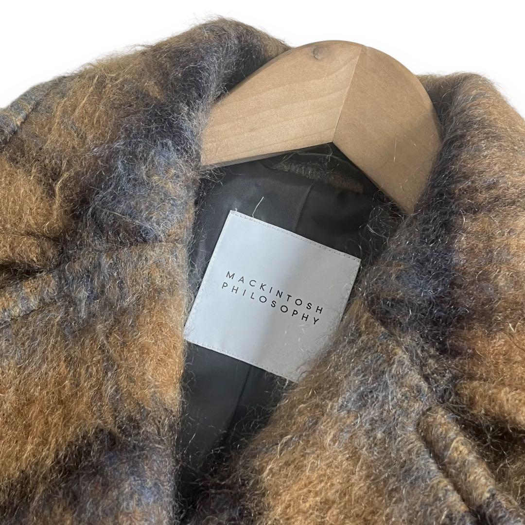 極美品 マッキントッシュ　フィロソフィー　モヘアシャギー　ダブルチェスターコート
