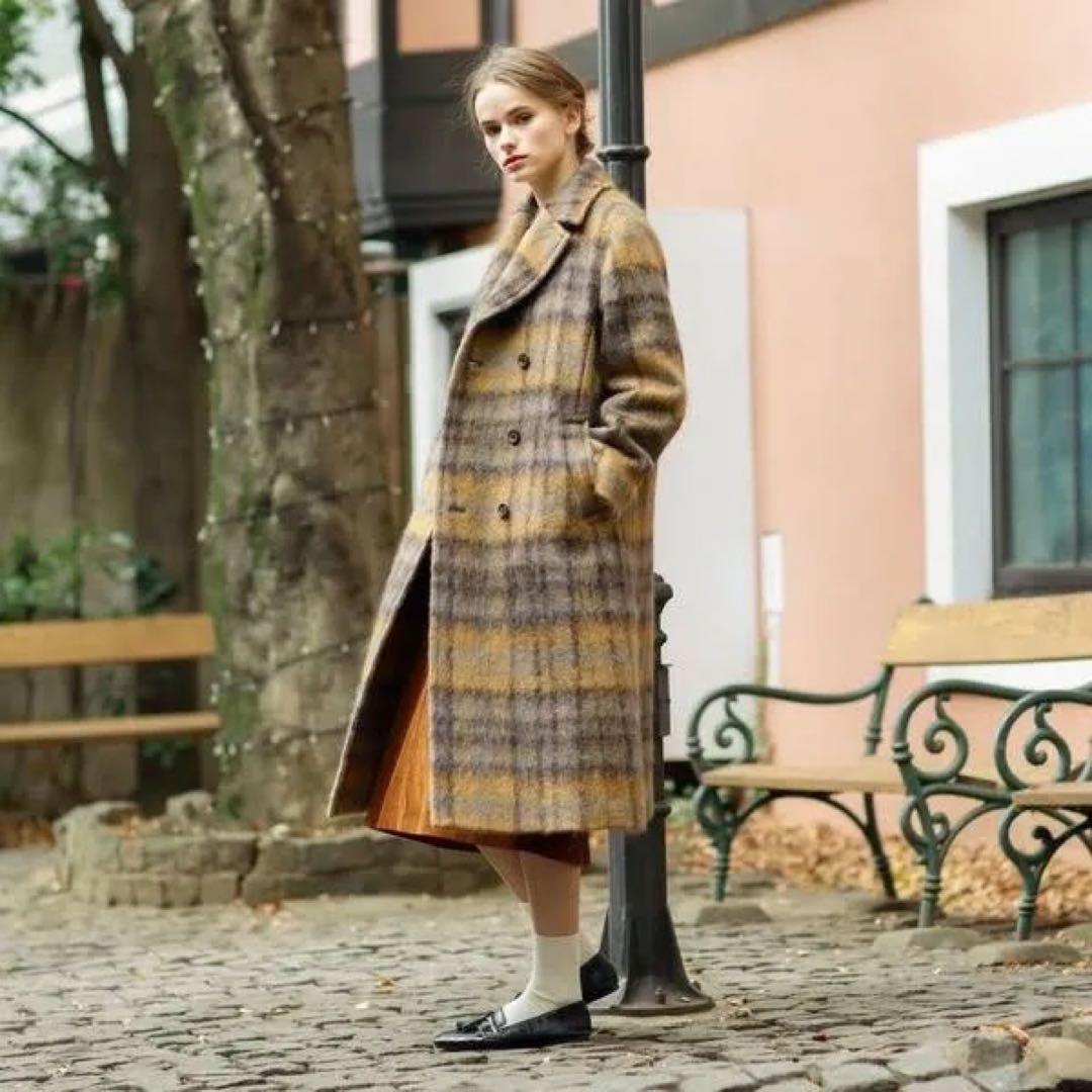 極美品 マッキントッシュ　フィロソフィー　モヘアシャギー　ダブルチェスターコート