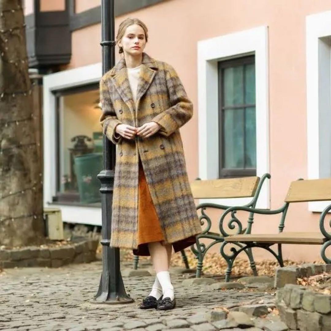 極美品 マッキントッシュ　フィロソフィー　モヘアシャギー　ダブルチェスターコート