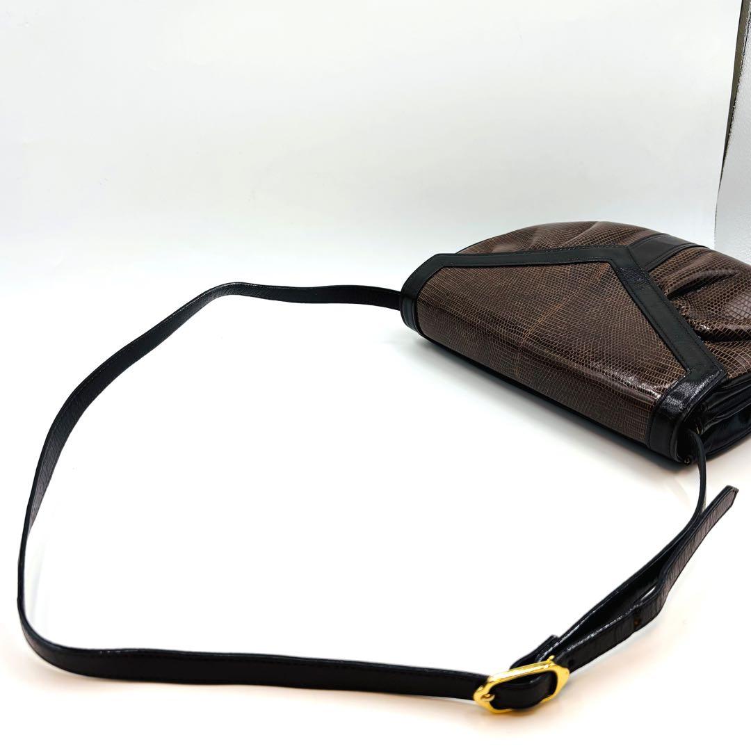 【極美品】JRA イヴサンローラン ショルダーバッグ リザード レザー 2way