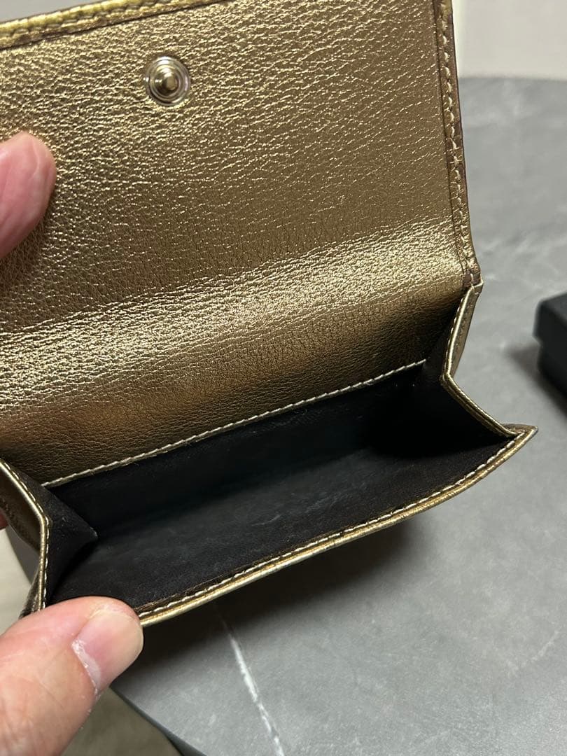 GUCCI グッチ シマ レザー　二つ折り財布 ゴールド