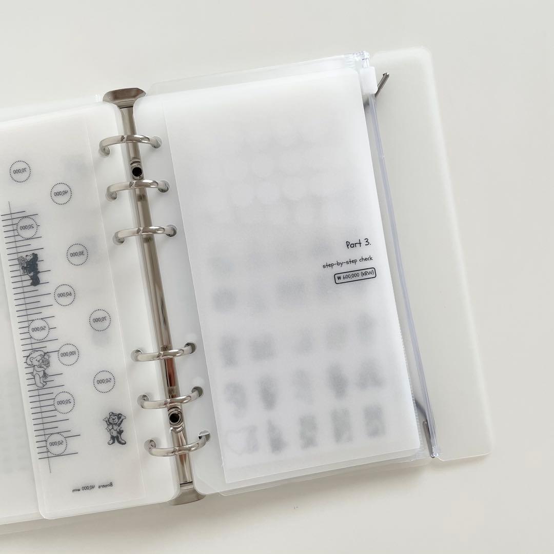 早い者勝ち　韓国　貯金　貯蓄　バインダー　カバー　リフィル　A6 くま　ベア