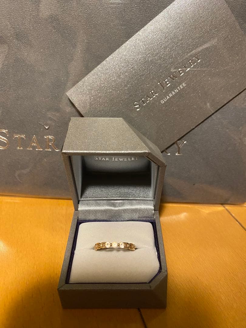 STAR JEWELRY K10 ホワイトサファイア チェーンリング #10