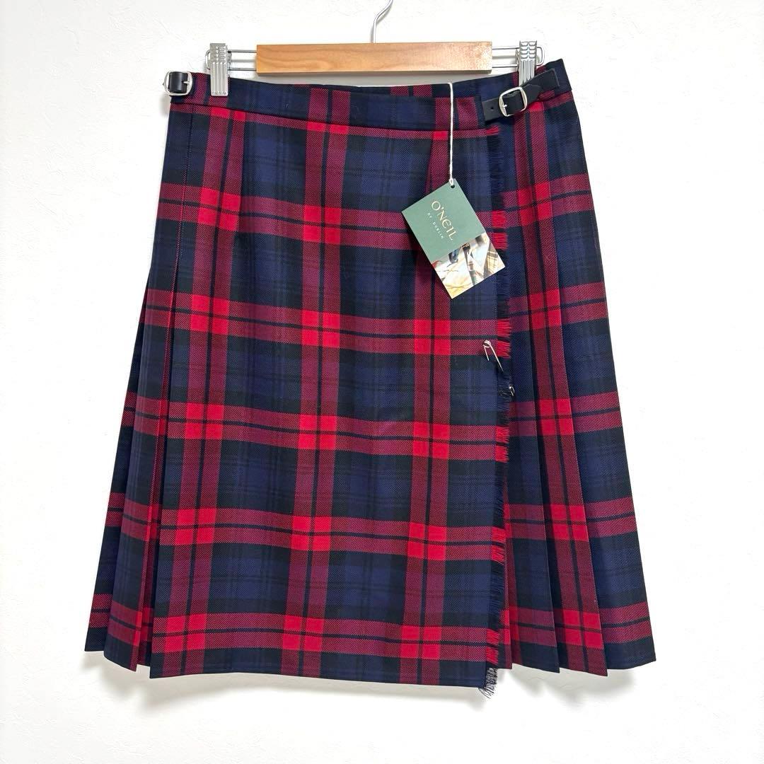 【タグ付未使用】オニールオブダブリン 大きいサイズ キルトスカート ラップ 牛革