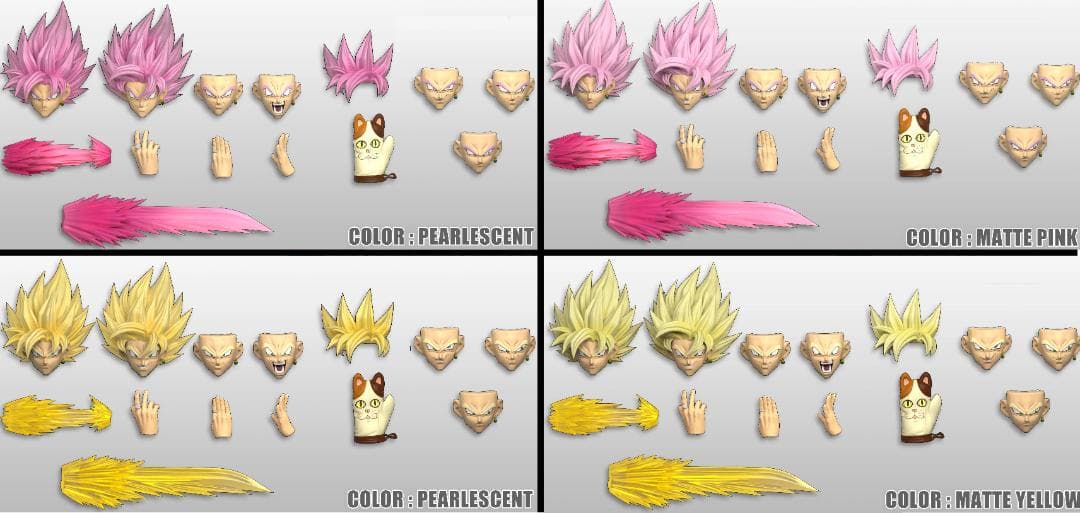 s.h.figuarts 同サイズ 超サイヤ人 ロゼ ヘッドパーツ 4色セット