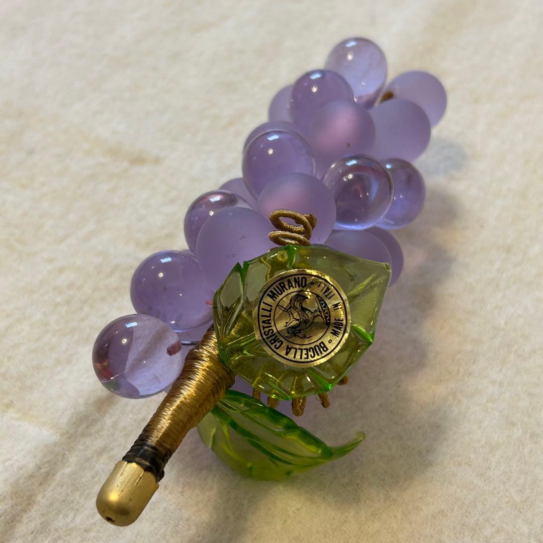 イタリア製　ムラーノガラス　ブドウ　置物　ベネチアングラス