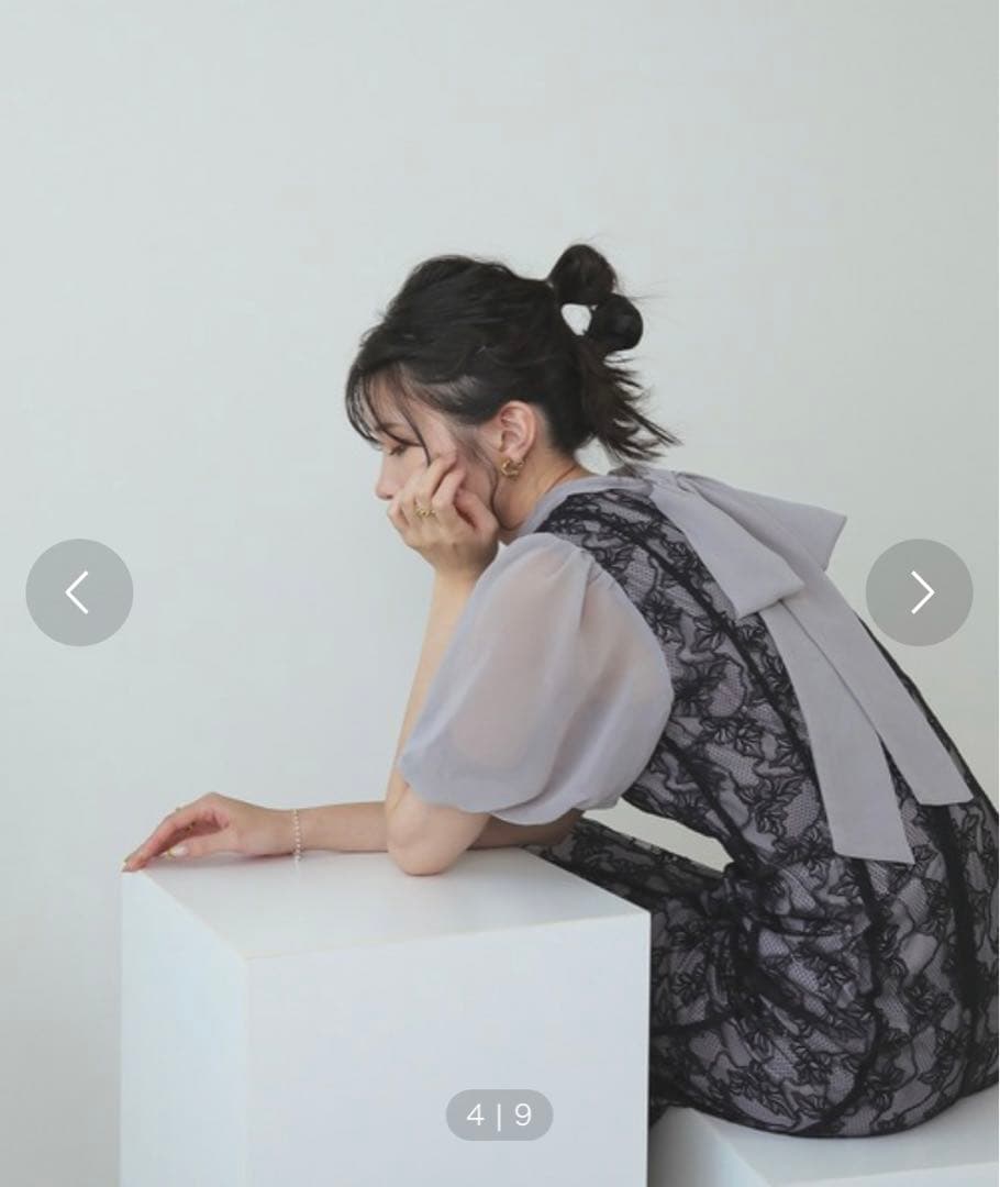 【kana】パフスリーブ レース マーメイドライン パーティー ドレス