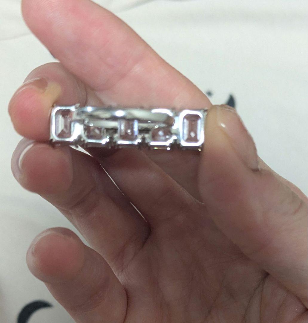 スワロフスキー　エメラルドカット5連リング