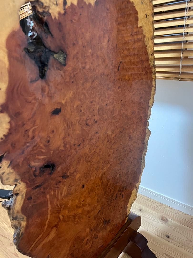 【希少】花梨瘤 衝立 一枚板 天然木 玉杢 花梨瘤杢 スタンド付）