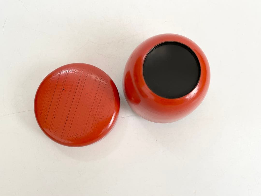 堅地塗師　宗達　漆　朱　刷毛目　棗　根来　共箱　茶道具