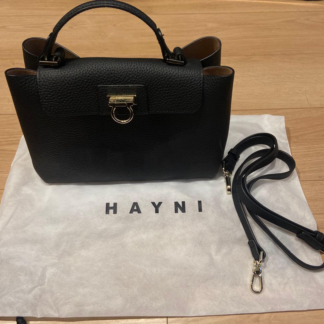 HAYNIブラックハンドバッグ 取り外し可能ストラップ