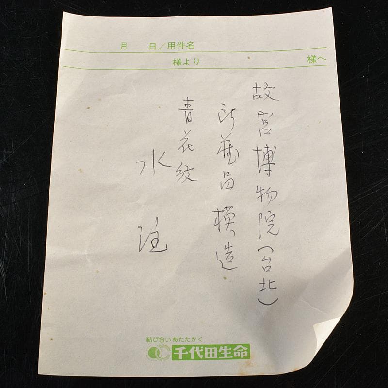 中国　大明成化年製　故宮博物院模造　青花　唐草文　龍持ち手　水注　VR7102B