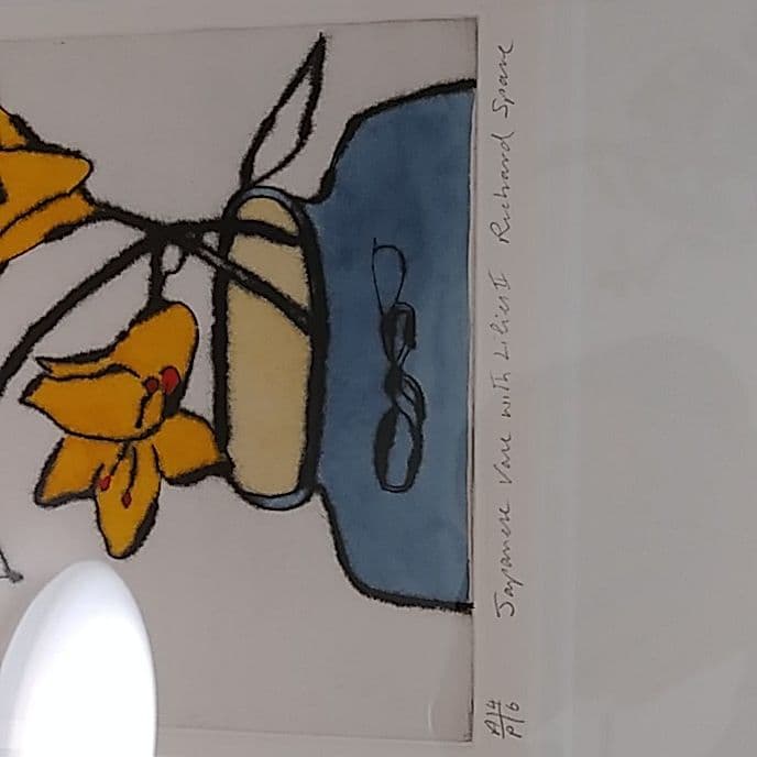 リチャード・スペア　版画　「日本の花器とゆり」