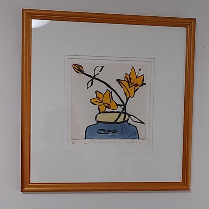 リチャード・スペア　版画　「日本の花器とゆり」