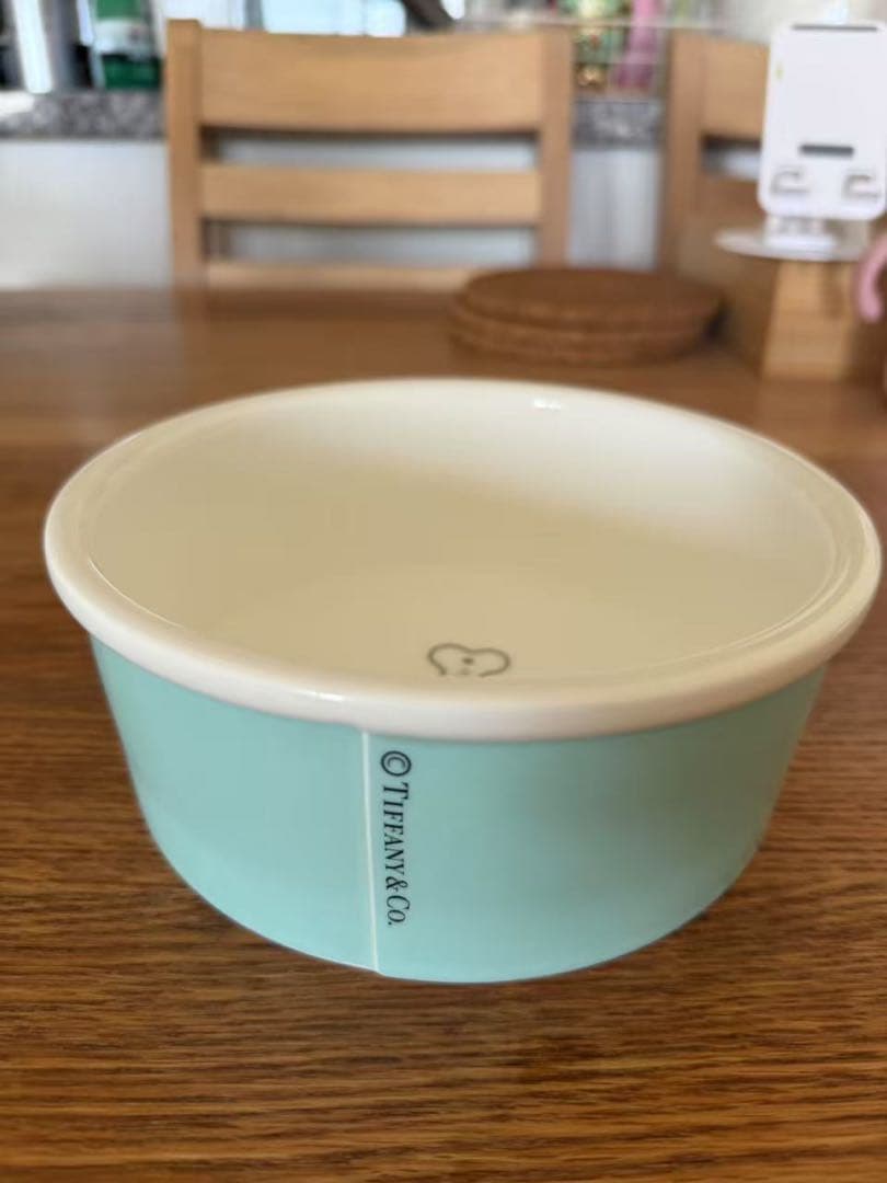 ティファニー ドッグ ボウル ボーンチャイナ フードボウル 餌入れ ラージ 美品