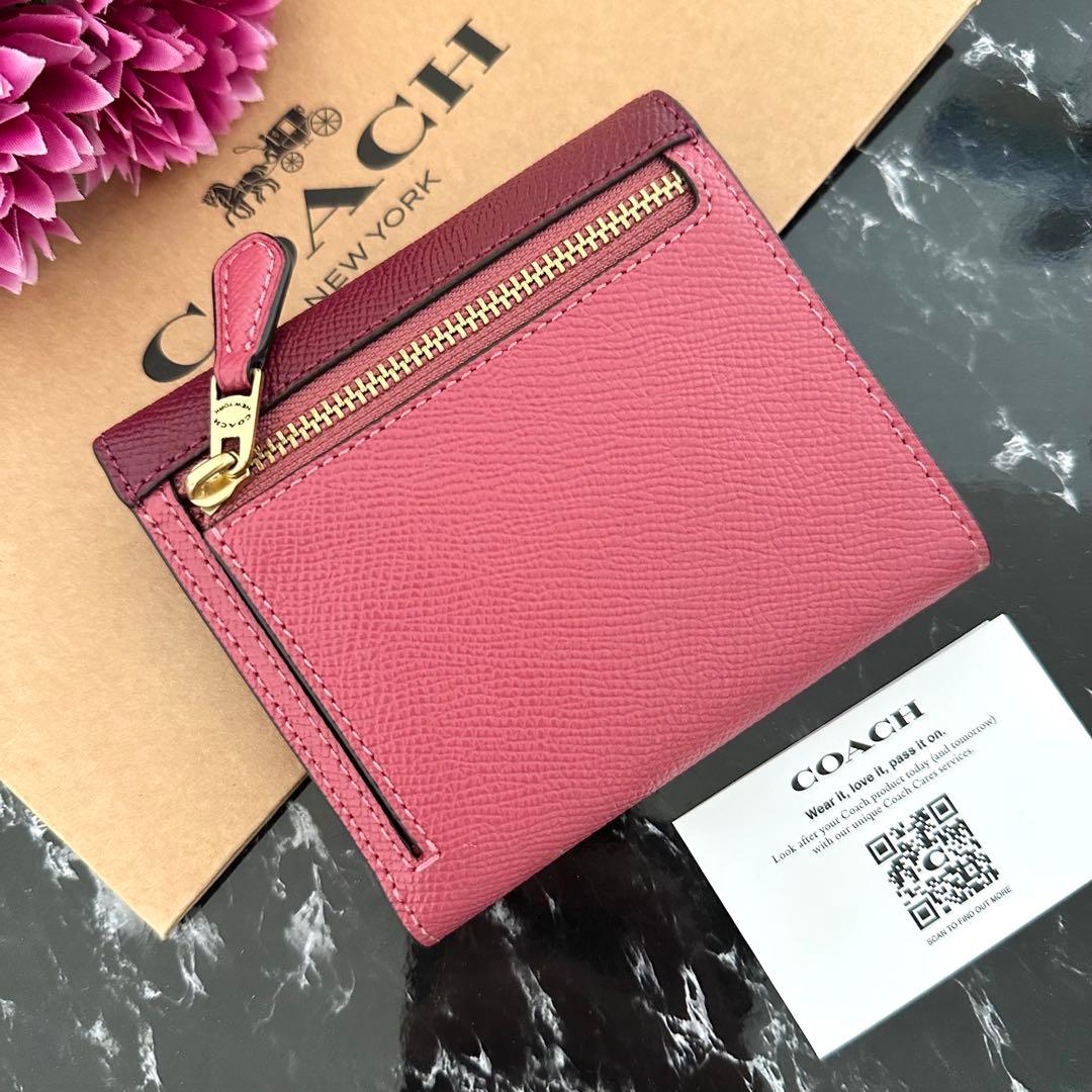 ♩新品 COACH コーチ 財布 折り財布 ワインレッド