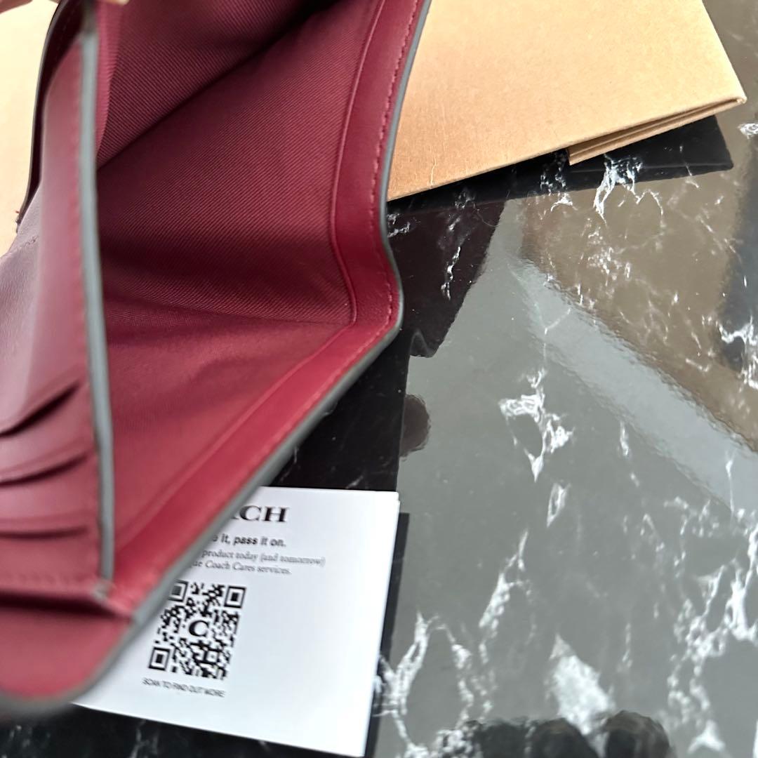 ♩新品 COACH コーチ 財布 折り財布 ワインレッド