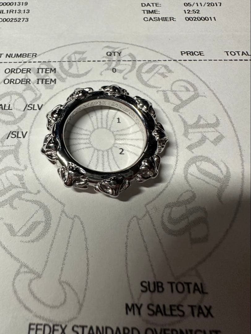 クロムハーツ　クロスバンド　リング　17号指輪　シルバー925インボイス